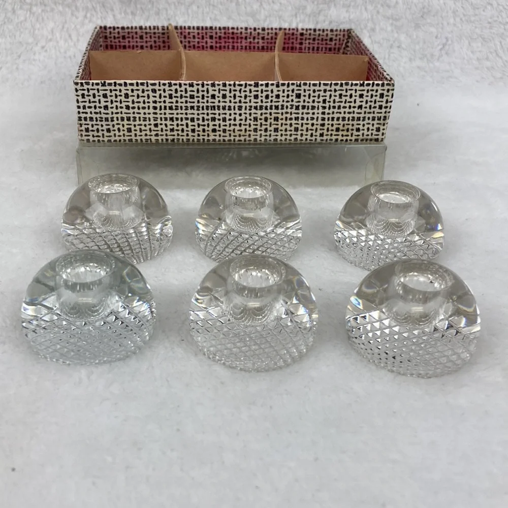 Petite Clear Glass Tapered Candle Holder Set of 6